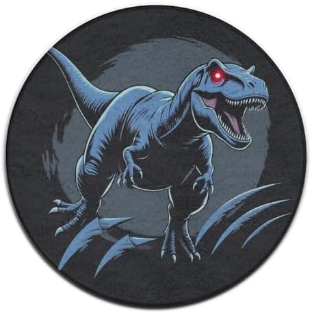 Soft Round Yoga Carpet, Office Chair Decor Round Mat for Carpet and Hardwood Floors Dino Dinosaur