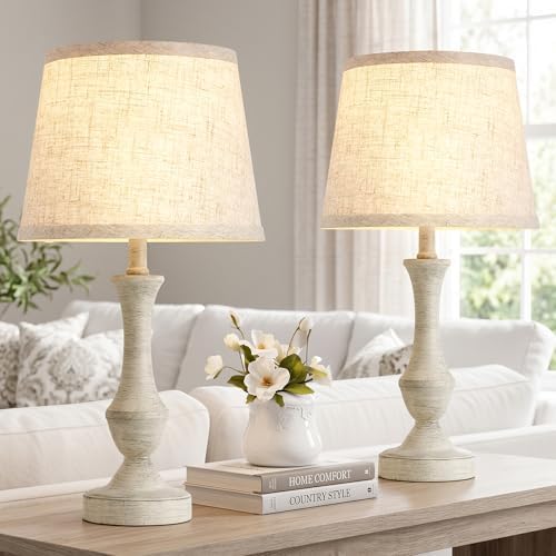 Luvkczc Table Lamp Set of 2, 19" Cottage Core Resin Bedside Lamps