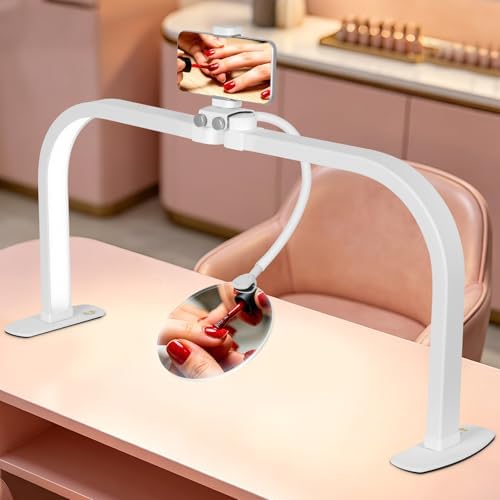 HITTI Half Moon Light for Nail Desk with 5X Magnifier, 30" Foldable