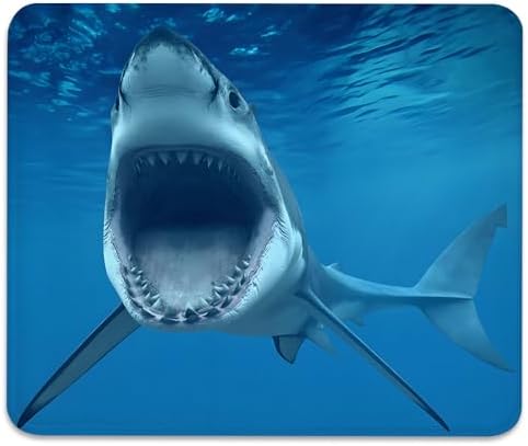 Great White Shark Mouse Pad, Blue Ocean Fish Durable Desk Mat