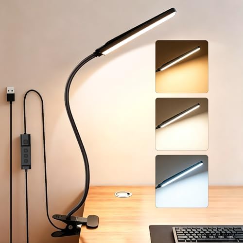 Clip‑On Desk Lamp, USB Powered Book Light, 5W LED Reading Lamp