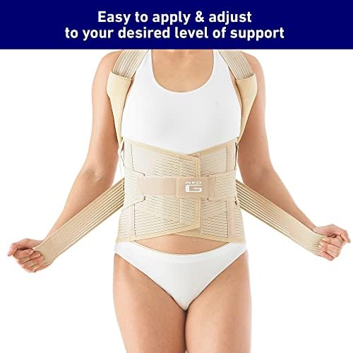 Neo-G Dorsolumbar Support Brace - Back Support For Early Kyphosis, Rounded Shoulders, Posture Correction, Muscular Aches, Lumbar Support - Adjustable - Class 1 Medical Device - Large - Tan