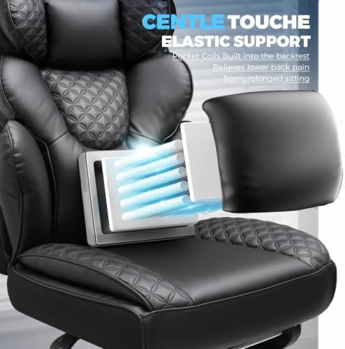 GTPLAYER Big and Tall Gaming Chair Ergonomic Heavy Duty Office Chair Racing Seat with Adjustable Lumbar Pillow Footrest 150° Reclining Thickened Armrests Breathable Mesh for Esports/PC Gaming