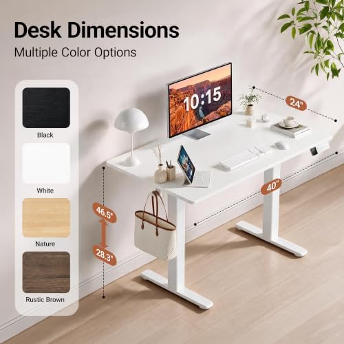 Claiks 40 x 24 Inch Super White Electric Standing Desk