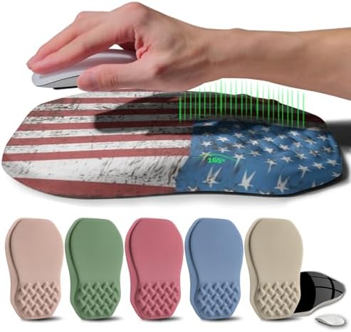 Ergonomic Raised Mouse Pad Wrist Support with Bilateral Slope Memory Foam Mousepad for Wrist Rest and Carpal Tunnel Pain Relief 11.8x7.9〃National Flag