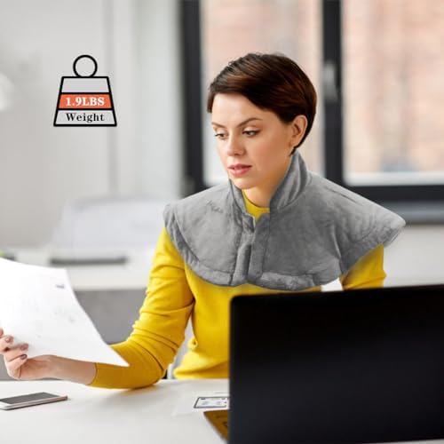 Heating Pad for Neck and Shoulder and Back,Weighted Electric Heated Neck Wrap Warmer with 3 Heat Setting and Moist Heat .20 * 25, Auto Shut Off Electric Neck Heat Pad, Machine Washable