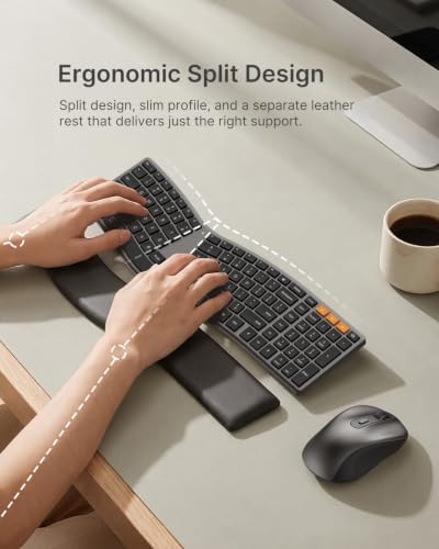 MEETION Slim Ergonomic Keyboard and Mouse Combo with Separate Wrist Rest,Black