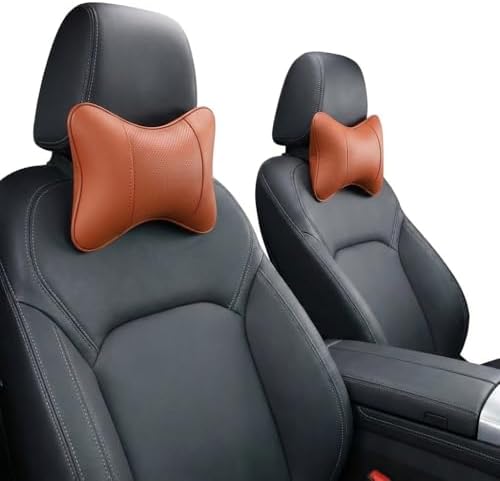 Car Pillow for Driving Seat Soft Leather Headrest Neck Support 2PCS