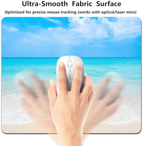 9.5x7.9 Inch Office/Gaming Mouse Pad, Tropical Sandy Beach Turquoise Sea Ocean Coastal Paradise, Cute Anti-Slip Mat for Desk Decor