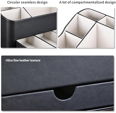 KINGFOM Desk Organizer with Drawer, Multifunction Pencil Holder for Desk, Desk Organizer and Accessories 5 Compartments for Home Office Supplies (Black)