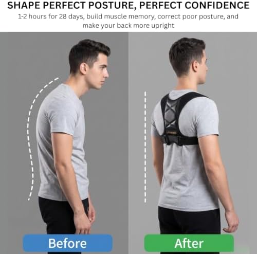 Back Posture Corrector for Adults – Adjustable Upper Back Brace for Women & Men, Breathable Shoulder Straightener & Spine Support, Helps Relieve Neck, Shoulder & Upper Back Discomfort – Discreet Under Clothes, Suitable for Office, Work & Daily Wear