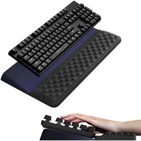 Ospelelf Keyboard Wrist Rest, Ergonomic Memory Foam Wrist Support for Typing & Gaming, Tilted Keyboard Pad, Aesthetic Desk Accessories for Office, Relief for Carpal Tunnel & Wrist Pain, Black Blue