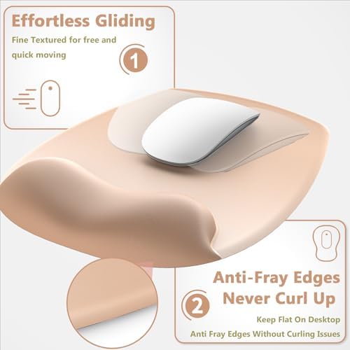 AKIT Ergonomic Mouse Pad with Wrist Rest& Keyboard Wrist Rest, Wrist Rest for Computer Keyboard, Pain Relief, Non-Slip Rubber Base, Mousepad Wrist Support for Gaming, Office, Gradient Brown