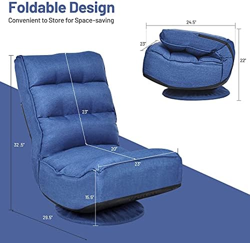 GIANTEX 360 Degree Swivel Gaming Chair, 6 Position Adjustable (Blue)