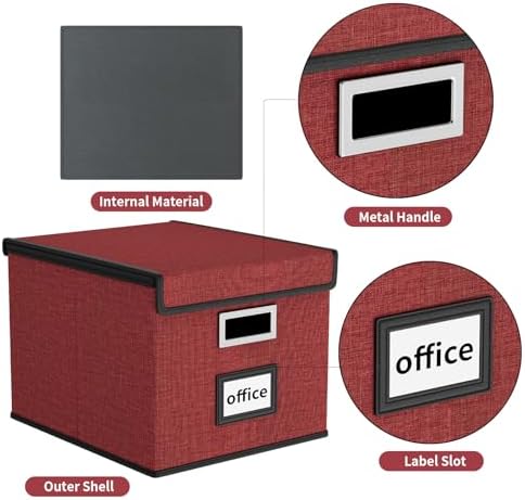 File Organizer Box with Lids, Collapsible File Folder Organizer