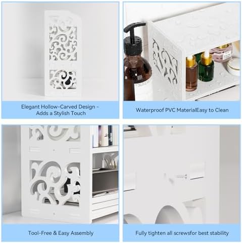YGYQZ Adjustable Desktop Shelf Organizer, 3-Tier Desk Shelf, White Pattern