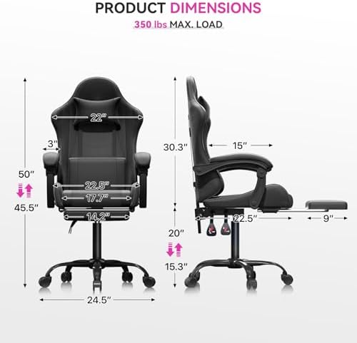 Gaming Chair, Racing Style Computer Gamer Chair, Black
