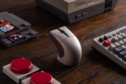 8BitDo Retro R8 Mouse with Charging Dock, PAW 3395 Optical Sensor DPI 26,000, Wireless Mouse with 4K Polling Rate, Programmable Buttons, and Kailh Sword GM X Micro Switches - N Edition