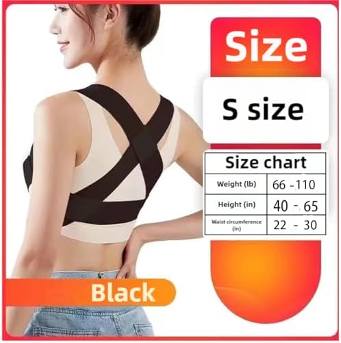 1Pcs Posture Corrector with Shaped Biomechanical Design Comfort Fit Back Brace Corrects Hunchback Adjustable Shoulder Straightener Full Size Mid Spine Support Neck Upper Pain Relief(Black) (Small)