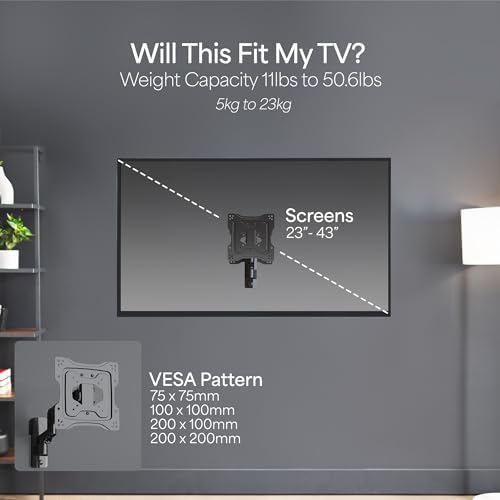 VIVO Black Single TV Wall Mount for 23 to 43 inch Screens, MOUNT-G200B