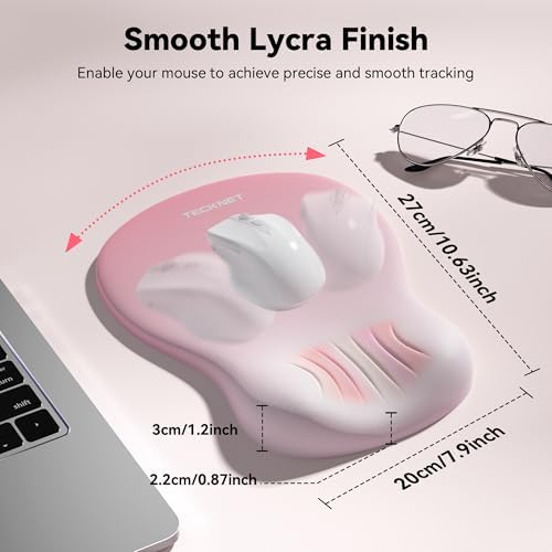 TECKNET Ergonomic Mouse Pad with Wrist Rest, Smooth Surface & Non-Slip Base