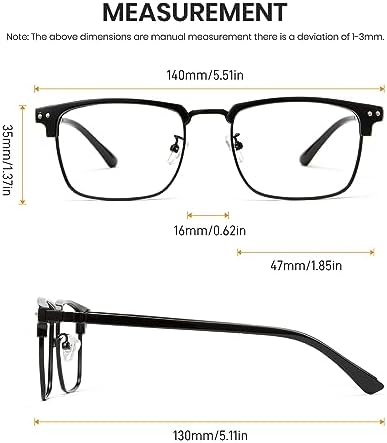 Cyxus Blue Light Glasses for Men, Square Browline Computer Eyewear