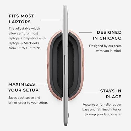 HumanCentric Vertical Laptop Stand in Vegan Cognac Leather, Adjustable