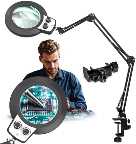 HITTI 12X Extra Long Magnifying Glass with Light, Upgrade Infinite Color