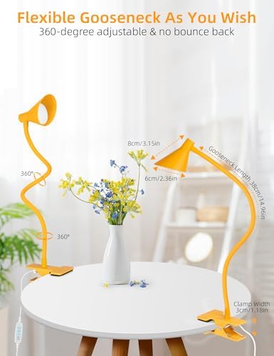 LiFMIRA Desk Lamp Clip on Lamp for Bed, LED Reading Light for Bed Yellow