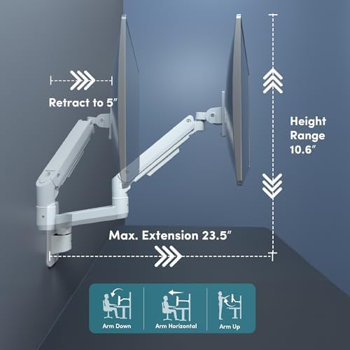 Heavy-Duty Monitor Wall Mount for 17-49" Ultrawide Screens, White