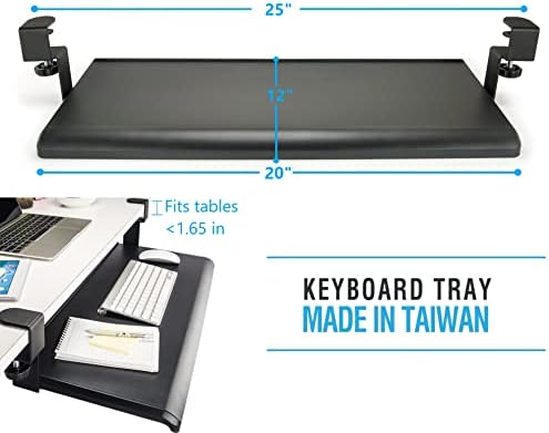 Max Smart Ergonomic Small Clamp On Keyboard Tray and Clamp on Cup Holder