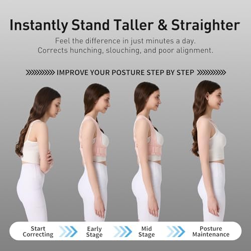 Posture Corrector for Women Back Brace Shoulder Straightener Pink, L/2XL