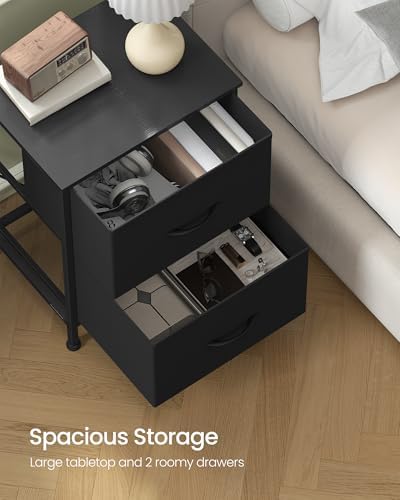 SONGMICS Nightstand with 2 Fabric Drawers, Bedside Table, Side End Table