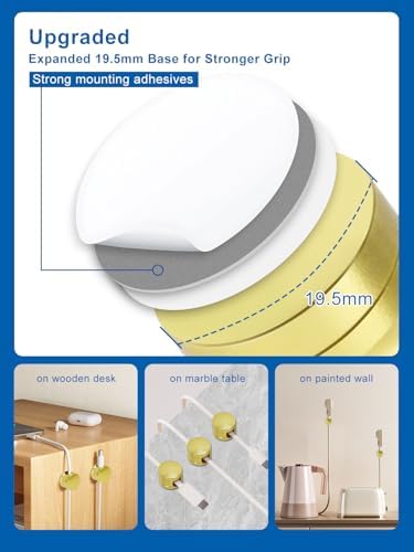 3 Pack Upgraded Cord Management Clips with Extra-Large Adhesive