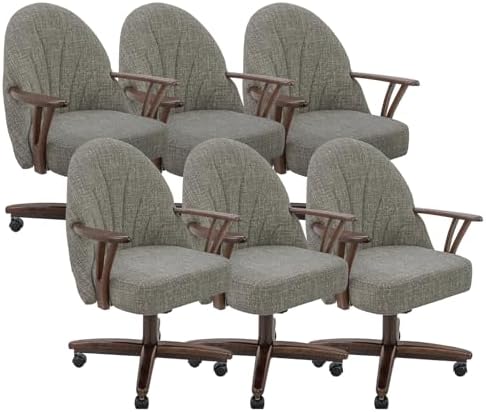 Chromcraft Bailey Swivel-Tilt Caster Dining Chair - Walnut - Marble - 6pc