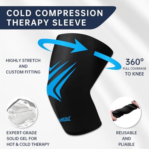 Knee Ice Pack Wrap Extended Ice Packs for Injuries Reusable Leg Freeze Compression Sleeves, Gel Cooling Knees Brace Cold Hot Packs Therapy Flexible for Pain Relief, Surgery Recovery Gift for Women Men