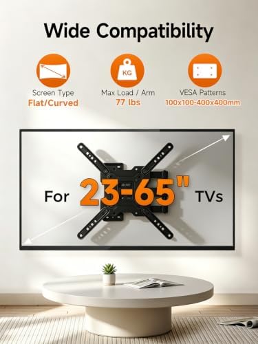 Suptek TV Wall Mount Full Motion for 23-43-55-65 Inch TV Up to 77lbs