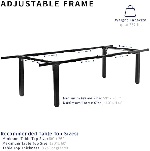 VIVO Black 4-Leg Dual Motor Electric Standing Desk Frame, DESK-E-400B