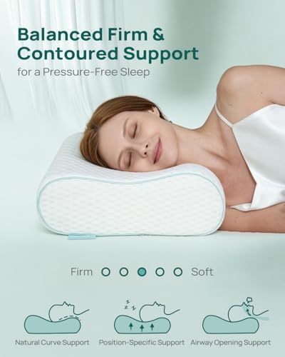 Releep Memory Foam Neck Pillow for Pain Relief – Adjustable Contour (4 Heights), Portable & Washable – Travel Pillow for Airplane, Car, Hiking (19” x 11”) – No Storage Bag