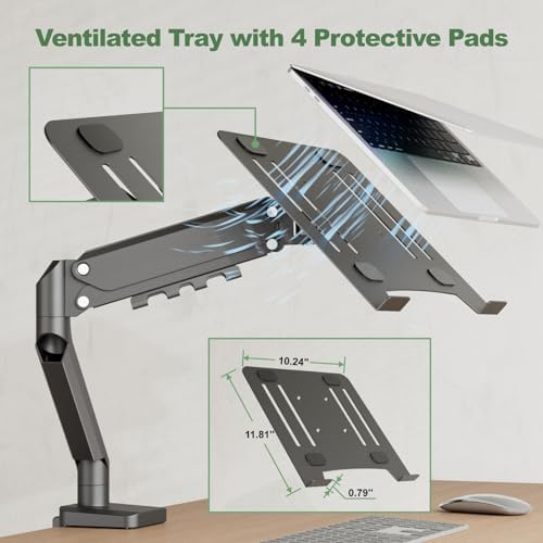 2-in-1 Gas Spring Laptop Desk Mount for 12"-17" Notebook/13"-32" Monitor
