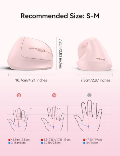 TECKNET Ergonomic Mouse, BT5.3/2.4G, Silent Wireless Vertical, Rechargeable