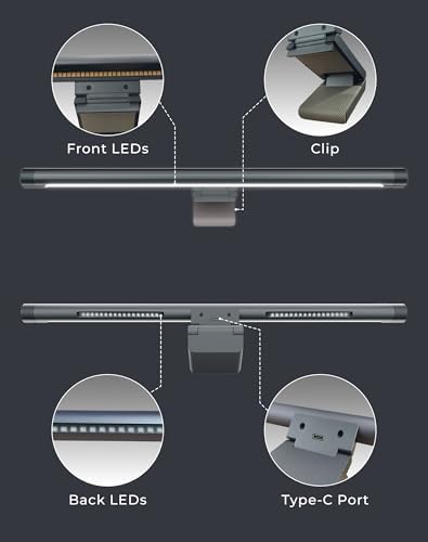RGB Monitor Light Bar with Wireless Remote, Dual-Source Gaming Computer Lamp for Curved & Flat Monitors (0.39"-1.18"), Ambient Backlight, Stepless Dimming (Ra95), No Glare Desk Setup