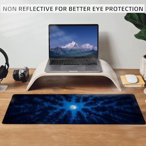 Moon Forest Gaming Mouse Pad,Night Large Desk Mat, 31.5x11.8x0.12in Extended Non-Slip Rubber Pine Art Mousepad, Computer Deskmat Gifts, Laptop Mice Pads Decor for Office Home