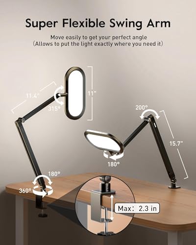 LitONES Dual-Side LED Desk Lamp with Clamp, Soft Light with Stepless Remote