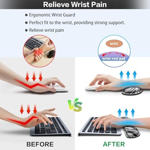 4 in1 Desk Mat Black, Large Gaming Mouse Pad with Wrist Rest,