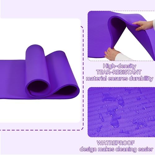 Fitvids 1/2-inch Thick High Density Exercise Yoga Mat with Carrying Strap