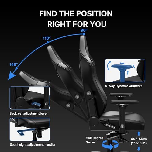 Blacklyte Athena Pro Gaming Chair, Black Leather