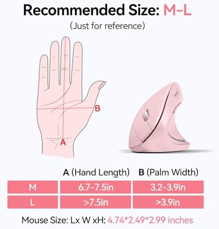 TECKNET Ergonomic Mouse, 4800 DPI Wireless Bluetooth Vertical, 3-Device