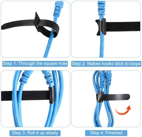 MVYC 150PCS 8 Inch Reusable Cable Ties Wire Ties Cord Organizer Cable Organizer Adjustable Cable Management Black