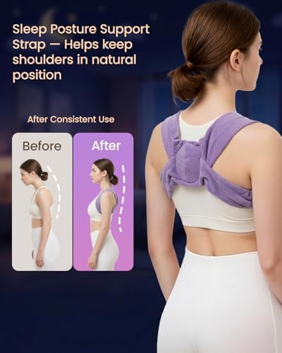 RNEMP® Sleep Upper Back Posture Corrector for Women, Ultra-Soft Lavender Back Brace for Sleeping, Lightweight & Airy, for All Night Spine Alignment & Morning Relief (Lavender Purple)